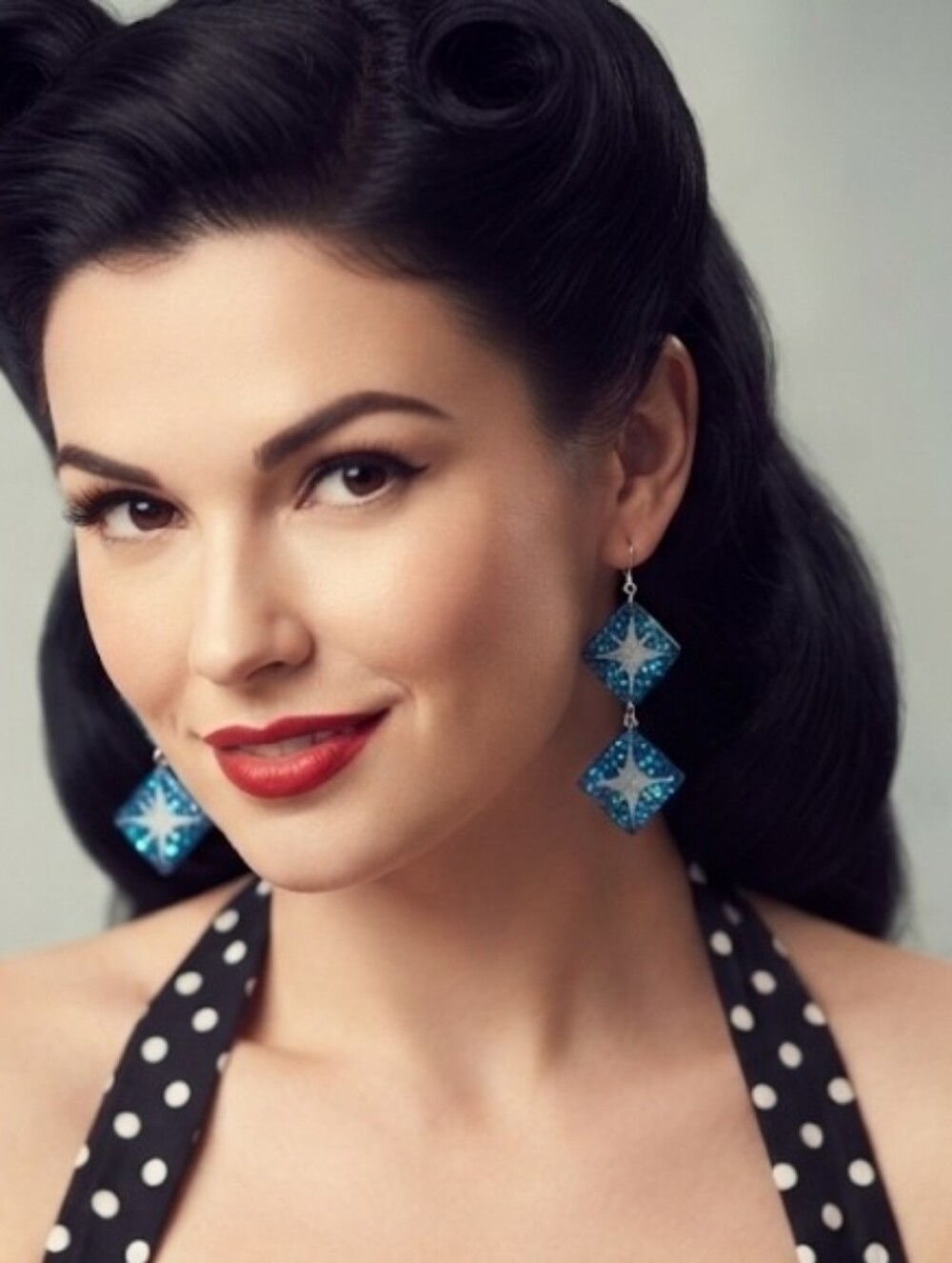 Blue Double-Drop Star Motif Dangle Earrings - Women's Jewelry